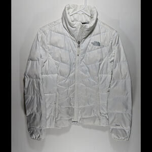 Womens The North Face 550 Down White Full Zip Puffer Jacket Size Small‎ S